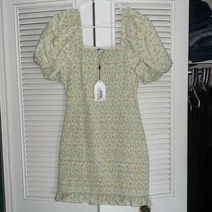 Smocked floral mini dress